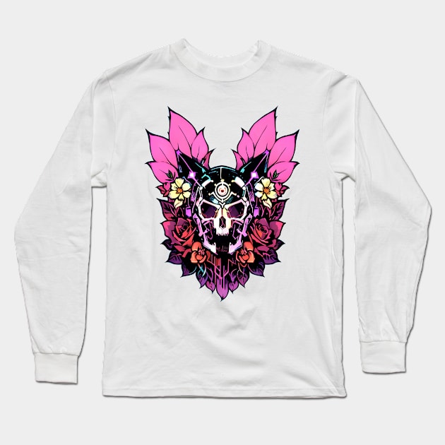 Cyberpunk Flowers Long Sleeve T-Shirt by CGI Studios